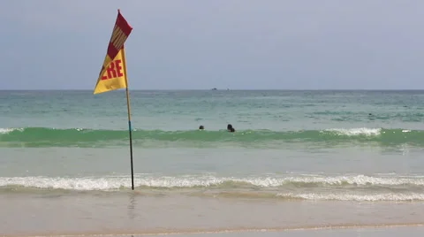 Safety Flag on a Beach. Stock Footage 65283312