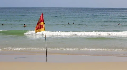 Safety Flag on a Beach. Stock Footage 65283323