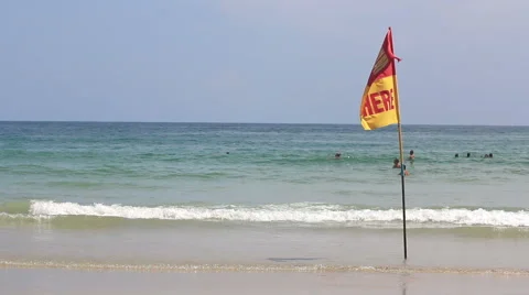 Safety Flag on a Beach. Stock Footage 65283366