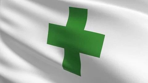 Safety flag blowing in the wind. 3D rendering illustration of waving sign Stock Illustration