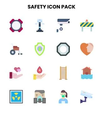 Safety Flat Bundle Icons Pack Stock Illustration