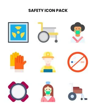 Safety Flat Graphics Icons Pack Stock Illustration