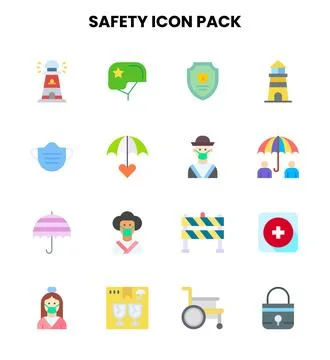 Safety Flat Icons Pack Stock Illustration