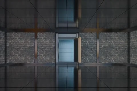 Safety gate and coded lock,abstract conception,3d rendering. Illustrazione stock