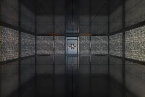 Safety gate and coded lock,abstract conception,3d rendering. Stock Illustration