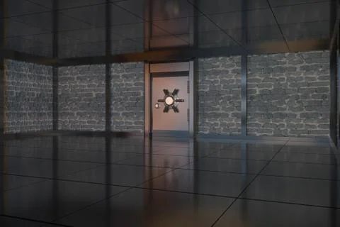 Safety gate and coded lock,abstract conception,3d rendering. Stock Illustration