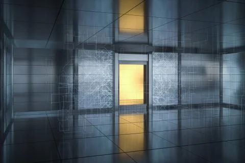 Safety gate and coded lock,abstract conception,3d rendering. Stock Illustration