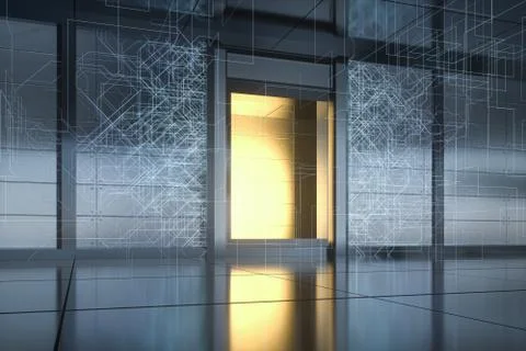 Safety gate and coded lock,abstract conception,3d rendering. Stock Illustration