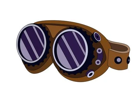 Safety glasses in steampunk style - vector full color image. Steampunk glasses Stock Illustration