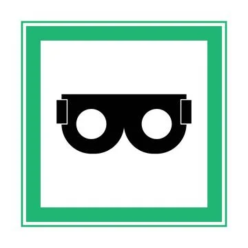 Safety glasses vector icon sign symbol.Wear safety glasses, flat sign Stock Illustration