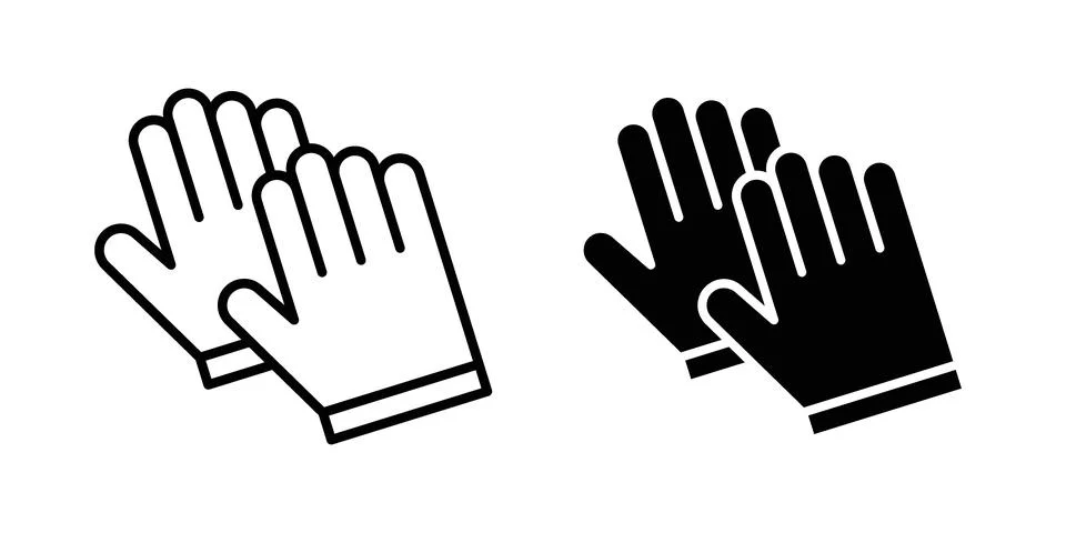 Safety gloves icon linear versions pack on white background Stock Illustration