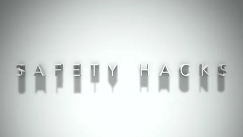 Safety hacks 3D title animation white text on a white background Stock Footage 299823150