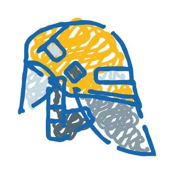 Safety hard hat doodle illustration on white background Stock Illustration