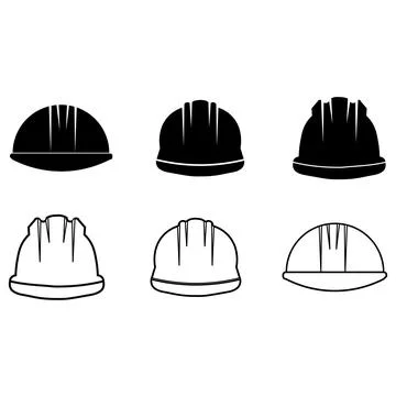 Safety hard hat tools icon set featuring dual style line art and solid blac.. 库存插图