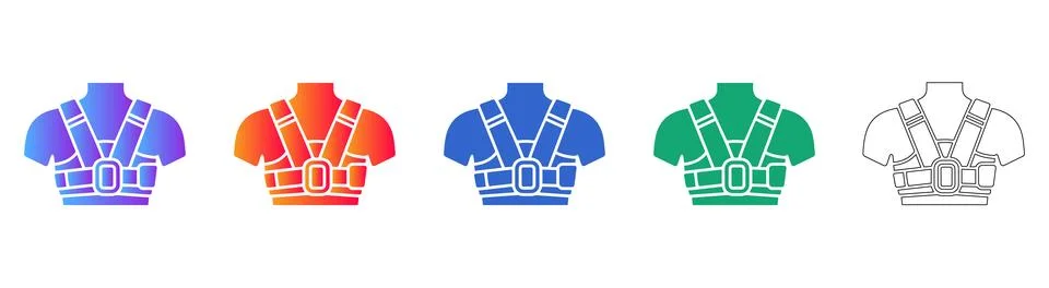 Safety Harness Chest Support Vector Icons Stock Illustration