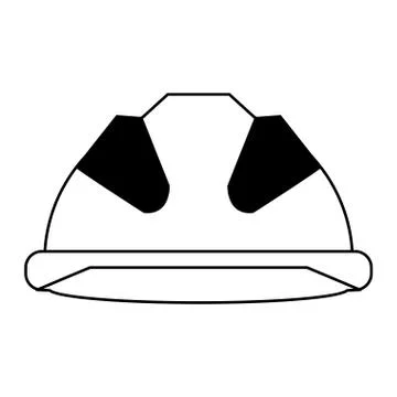 Safety helmet construction builder engineer isolated in black and white Stock Illustration