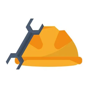 Safety helmet construction engineer and wrench Stock Illustration