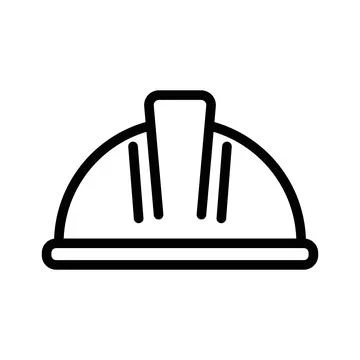 Safety helmet icon linear logo mark in black and white 스톡 일러스트