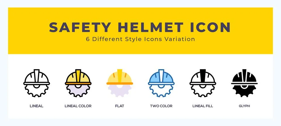 Safety helmet icon set with different styles. Vector illustration. Stock Illustration