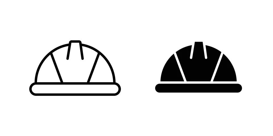Safety helmet icon vector template set in black Stock Illustration