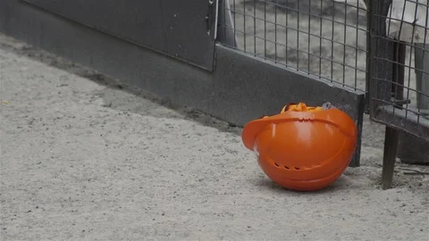 Safety helmet lying on ground Stock Footage 93202380