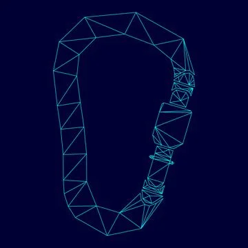 Safety hook or carabiner hook in low poly triangulation triangulated polygo.. Stockillustratie