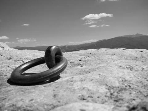 Safety hook at the summit of the mountain Stock Photos