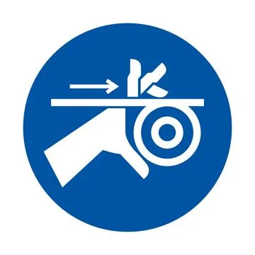Safety Icon for Hand Placement Warning in Blue Circle Background Stock Illustration