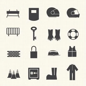 Safety icons set. Vector Stock Illustration