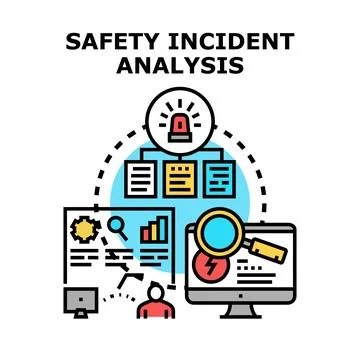 Safety incident analysis process identifying workplace risks 库存插图