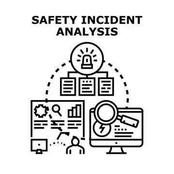 Safety incident analysis process identifying workplace risks イラスト素材