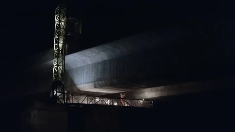 Safety Inspectors Working on a Bridge at Night Checking Structural Integrity Stock Footage 83095798