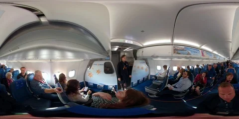 Safety instruction on first ever Israir flight to the new Ramon airport 360VR Видео 101789291