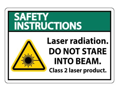 Safety Instructions Laser radiation,do not stare into beam,class 2 laser prod Stock Illustration