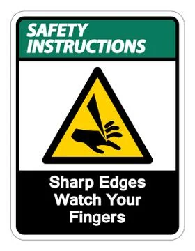 Safety instructions Sharp Edges Watch Your Fingers Symbol Sign Isolate On Whi イラスト素材