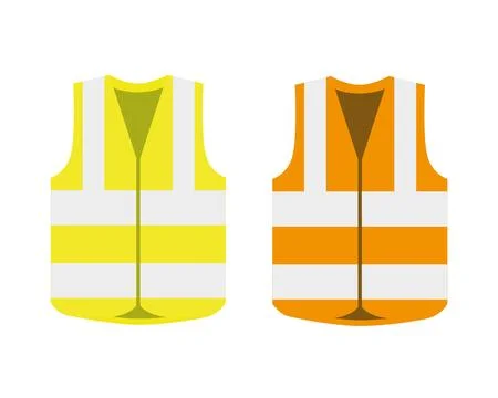 Safety jacket security icon. Life vest yellow visibility fluorescent work jacket Stock Illustration