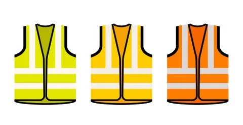 Safety jacket security icon. Vector life vest yellow visibility fluorescent work Stock Illustration