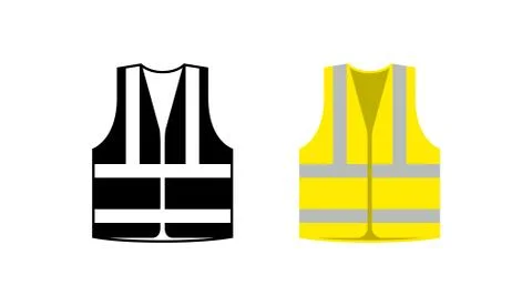 Safety jacket security icon. Vector life vest yellow visibility fluorescent work Stock Illustration