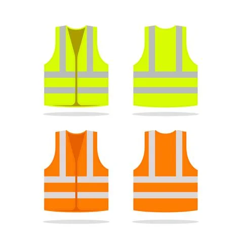 Safety jacket security icon. Vector life vest yellow visibility fluorescent work Stock Illustration