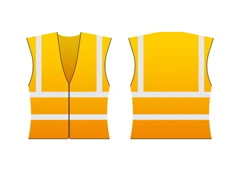 Safety jacket security. Yellow work uniform with reflective stripes. Vector s Stock Illustration