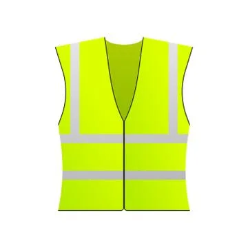 Safety jacket security. Yellow work uniform with reflective stripes. Vector s Stock Illustration