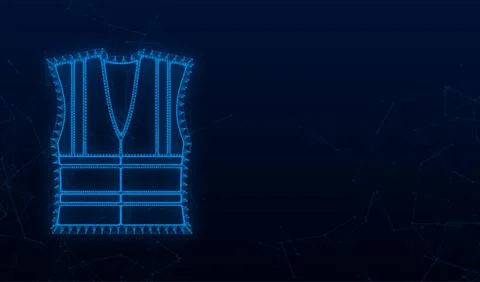 Safety jacket security. Yellow work uniform with reflective stripes. Vector Stock Illustration