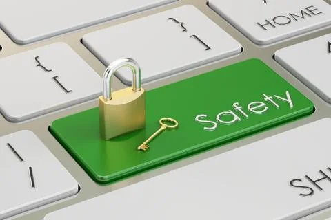 Safety keyboard button, 3D rendering Stock Illustration