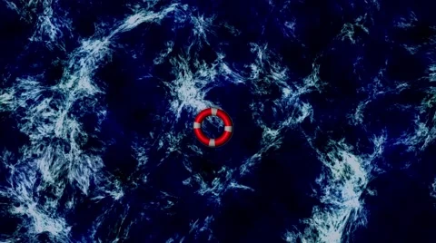 Safety - Life ring floating on a raging ocean Video stock 40968910