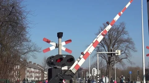 Safety lights for train comming in Holland. Stock Footage 47799499