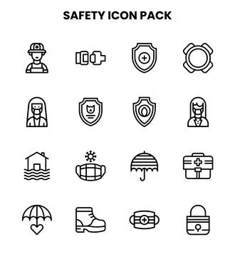 Safety Line Bundle Icons Pack Illustration