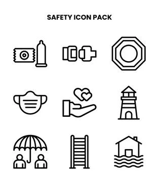 Safety Line Graphics Icons Pack Illustrazione stock