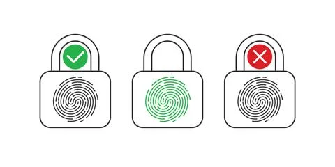 Safety lock. Set of fingerprints . Security access sign. Vector illustration Stock Illustration