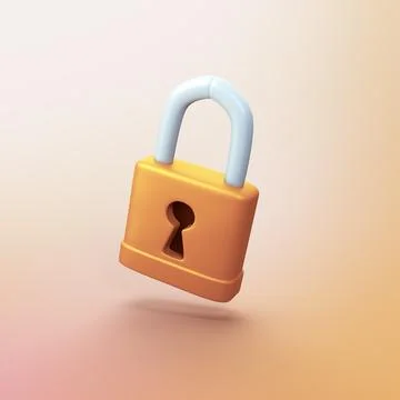 Safety lock - stylized 3d CGI icon object Stock Illustration