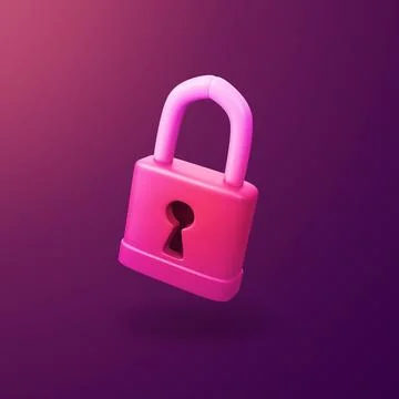Safety lock - stylized 3d CGI icon object, Not gen Ai Stock Illustration